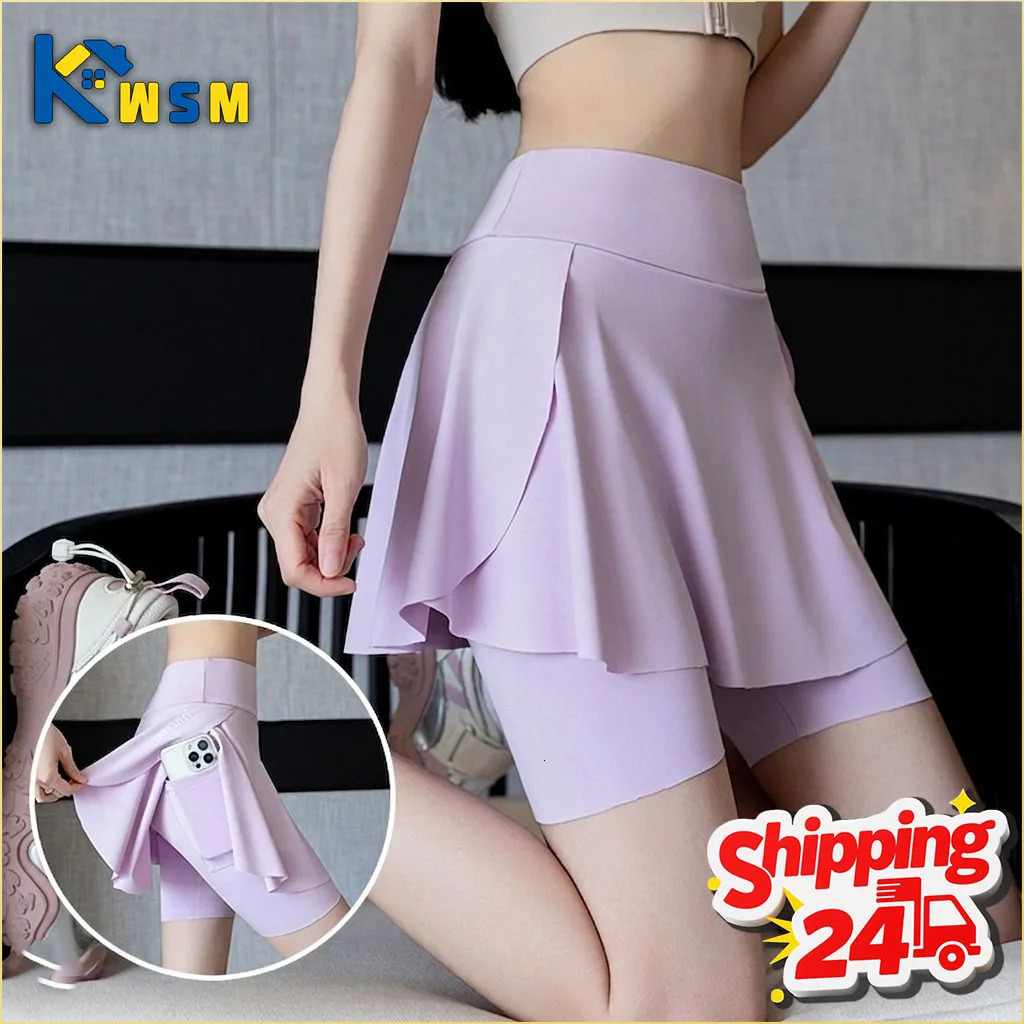 Two Piece Skirt Leggings Summer Casual Shorts with Pockets Bike for Women Yoga Running Outdoor Anti Chafing 260626