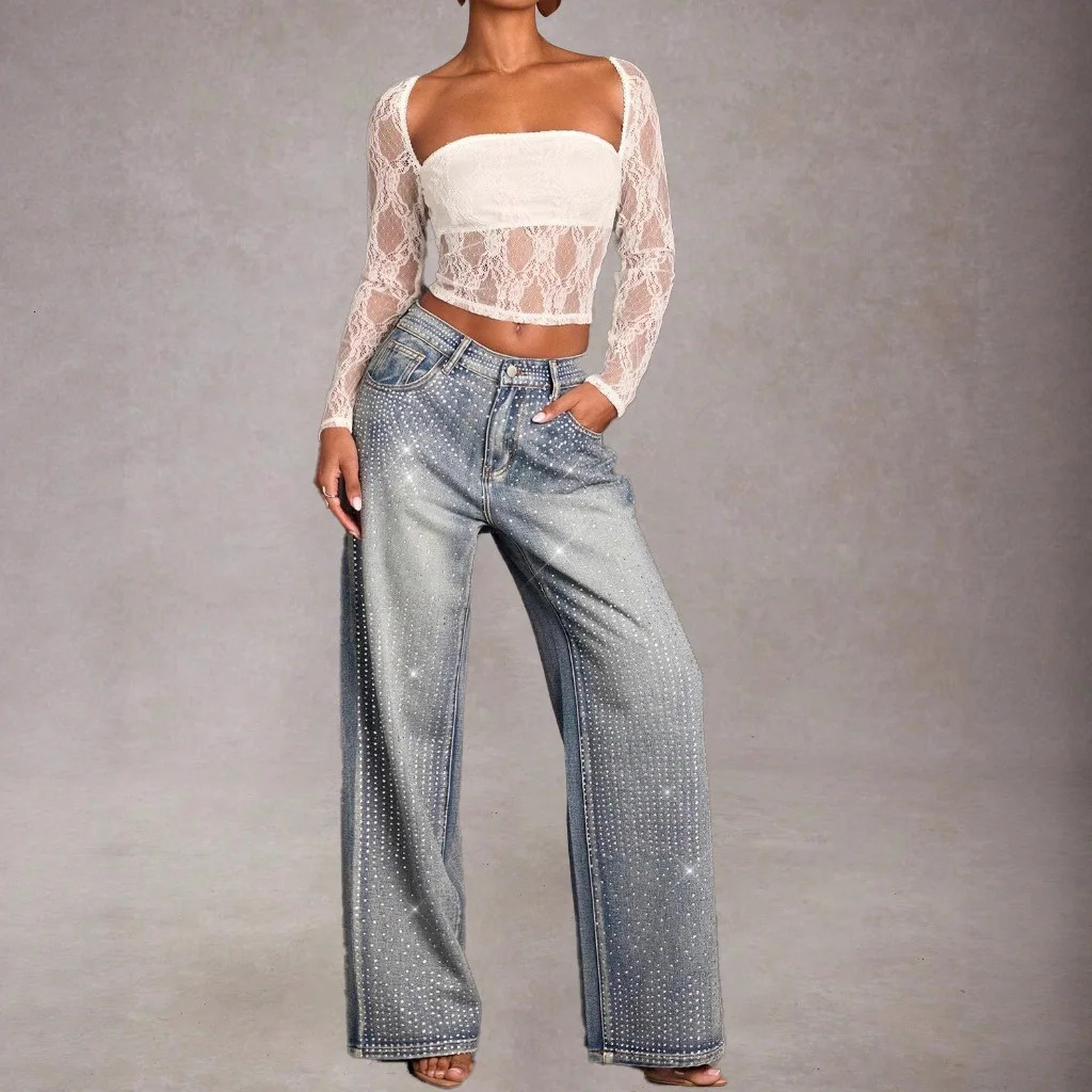 2026 Womens Straightleg Denim Trousers Elegant Fashionable and Casual Midwaist Stretch Jeans 260626