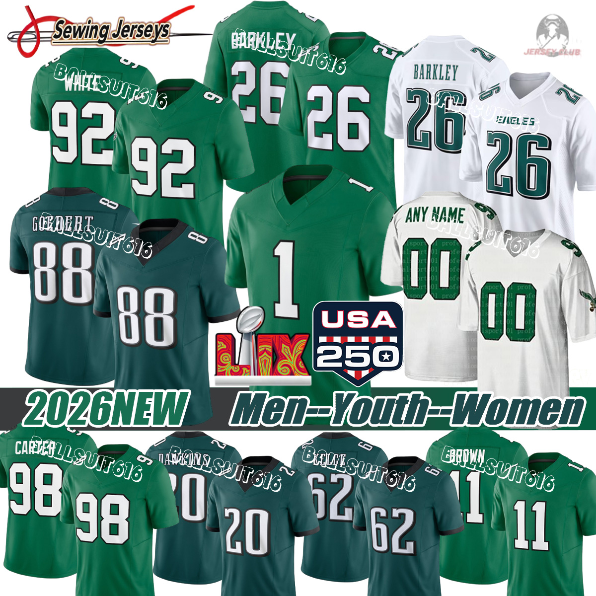 Philadelphiascity eagleses jersey Jalen Hurts Saquon Barkley Brown Jason Kelce DeVonta Smith Brandon Graham Jalen Dawkins Quinyon Mitchell Footba-image-944312576