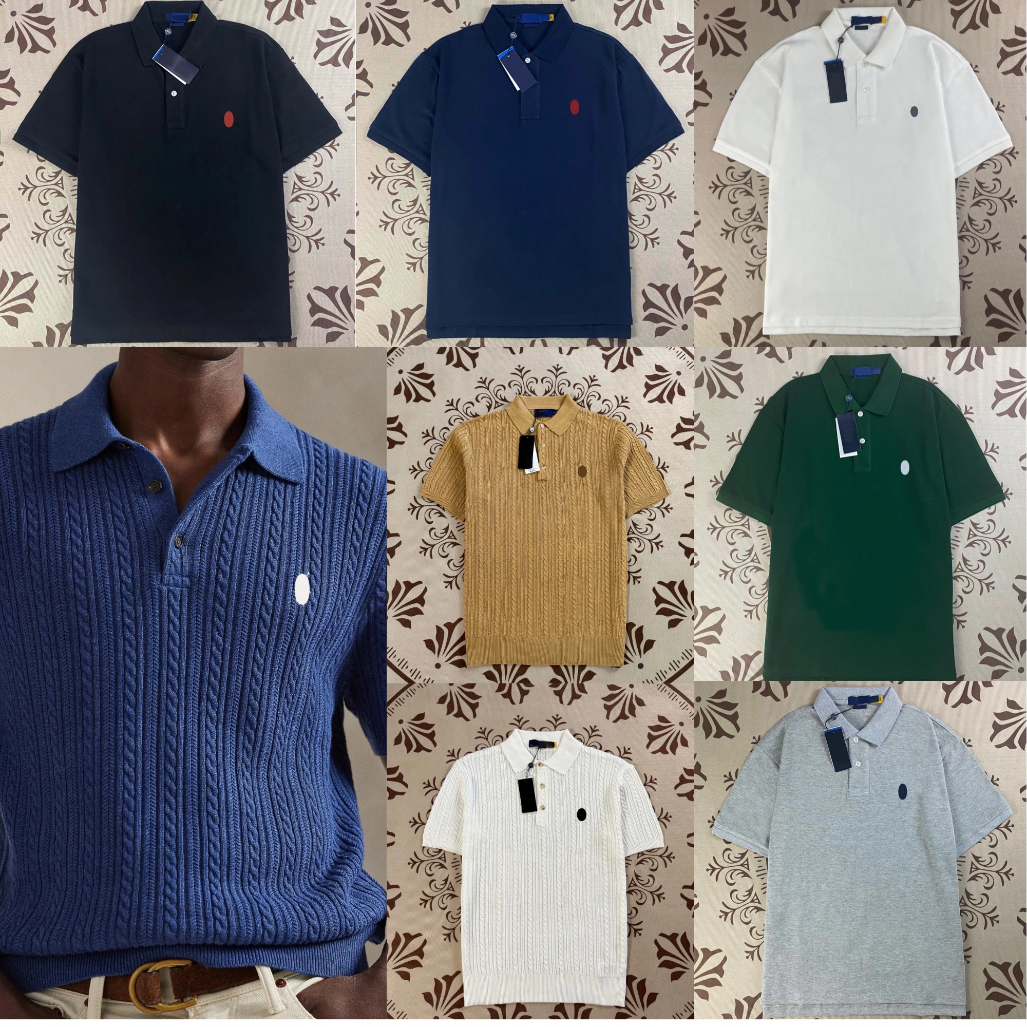 Designer Polos knitted sleeved shirt Polo Shirts Cotton Embroidered Men's Summer Short Sleeved Lapel T shirts Luxury Retro Tops M-2XL