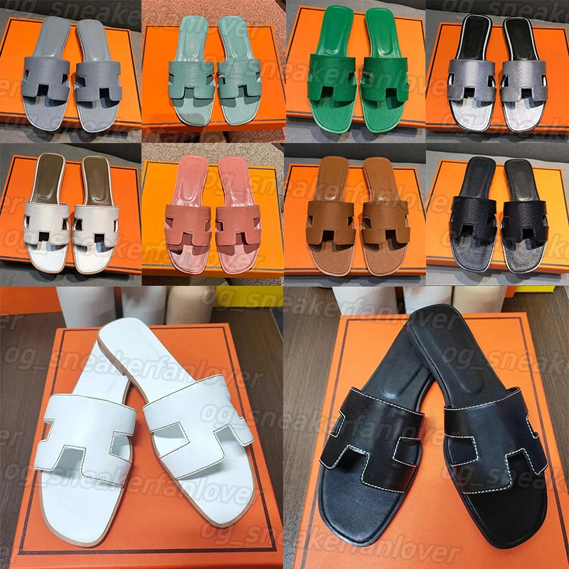 With box designer slides slippers slippers womens luxury women triple black white sandals brown leather suede flat beach slide black ladies outdo-image-918558844