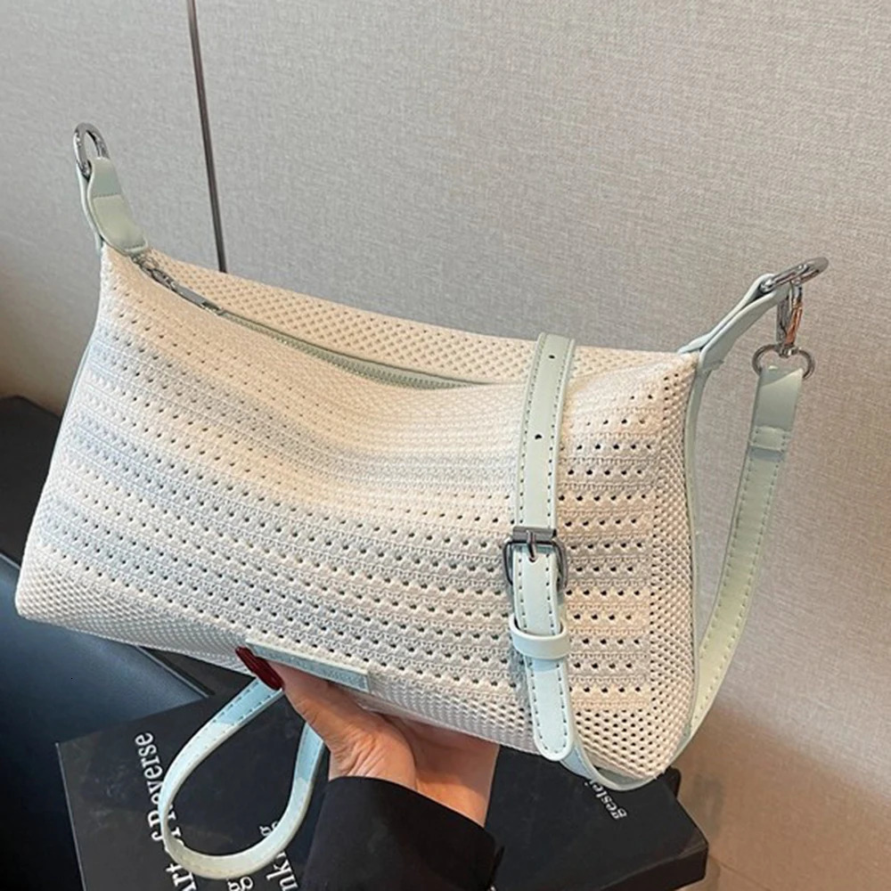Vintage Knitting Shoulder Bag for Women Solid Large Capacity Soft Daily Crossbody Bags Versatile Female Casual Commuting Packs 260630
