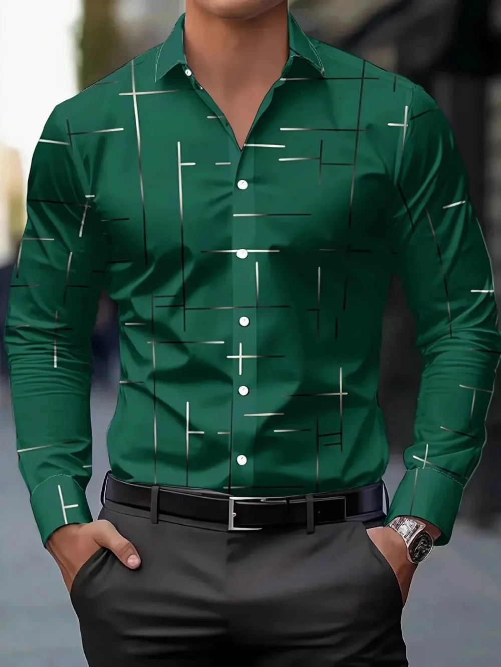 European and American Style Mens Long Sleeved Spring Shirt Minimalist Line Business Casual Shirt High-End Menswear Clothing 260630BJ