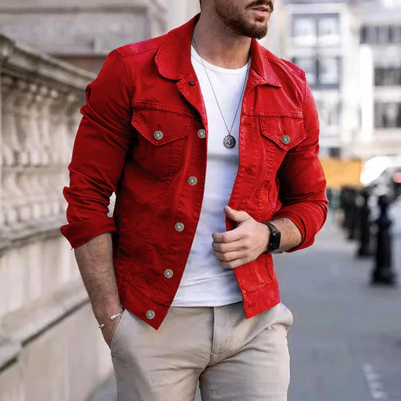 Hip-hop Mens Denim Jackets Streetwear Casual Cotton Classic Slim Jeans Coat Male Clothes Cowboy Jacket Ropa Para Hombre 260630BJ