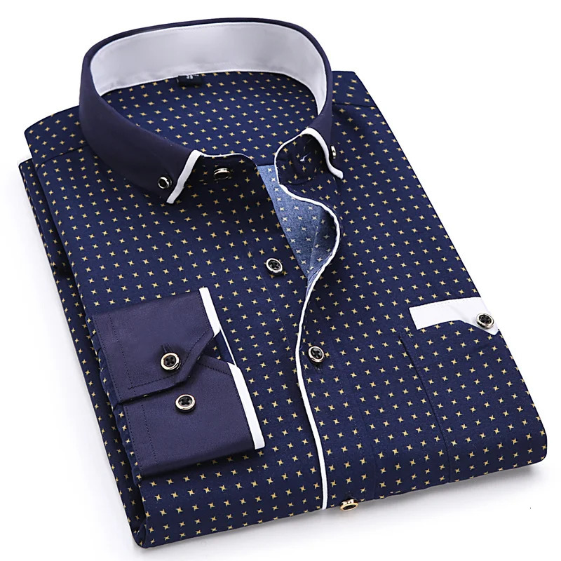 Men Casual Long Sleeved Printed shirt Slim Fit Male Social Business Dress Shirt 2026 Fashion Men Clothing Soft Comfortable 260630BJ
