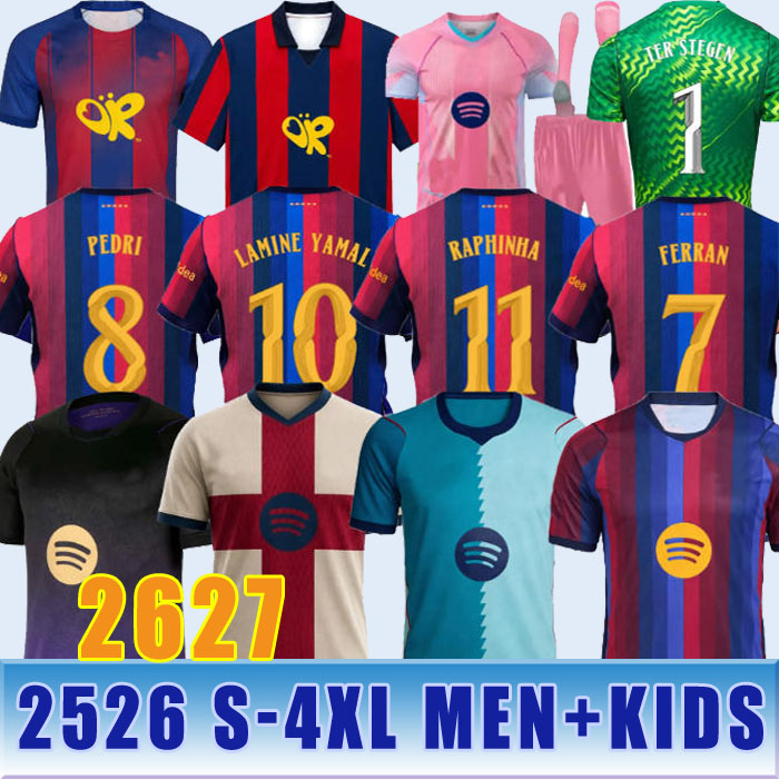 2026 2027 S-4XL barcelona LAMINE YAMAL Champions soccer jerseys men kids black football shirts kit 2025 LEWANDOWSKI Camiseta sets Travis pink goa-image-968304396