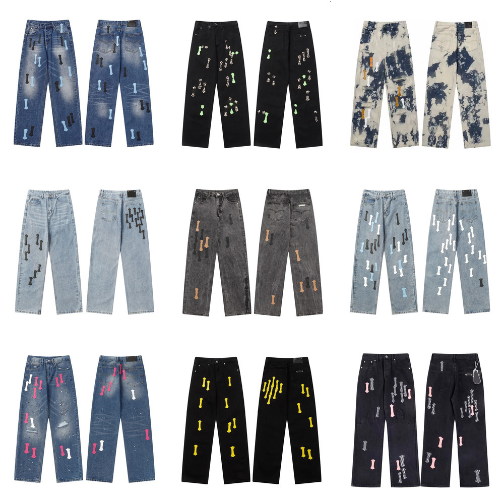 Chrome Jeans Jeans New Men's Jeans Designer Make Old Washed Straight Trousers Letter Prints Long Style High Quality Luxury Jeans Motorcycle-image-1113050809