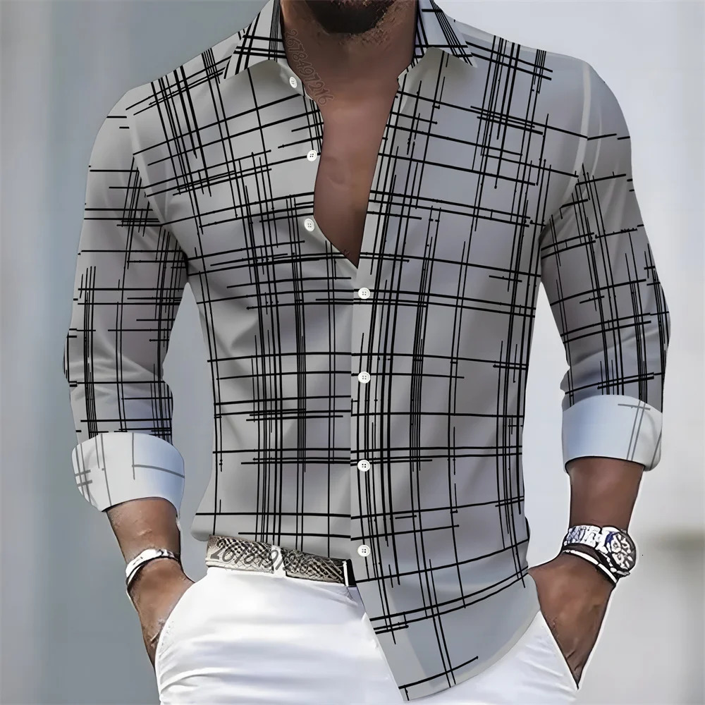 2026 21-color Spring/Autumn Mens Long-Sleeved Striped Shirt European and American Style Casual Loose Comfortable Top 260630BJ