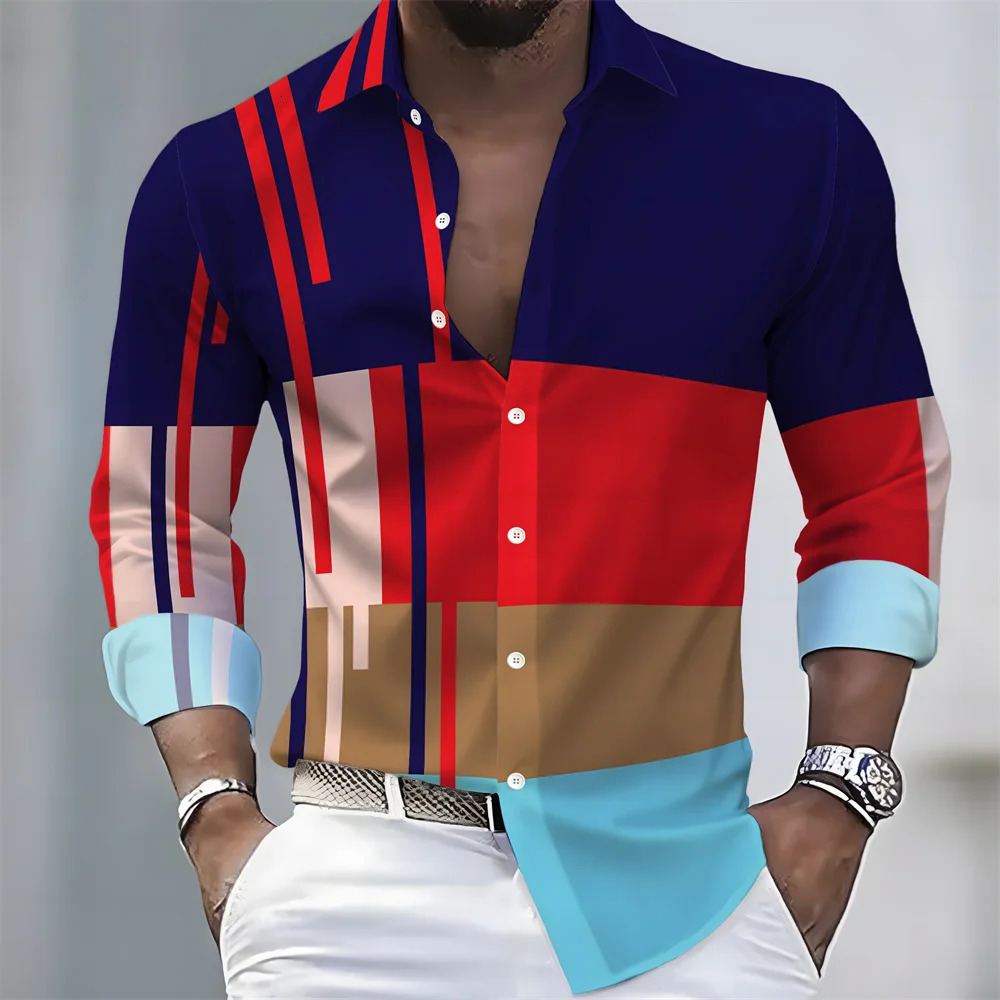 2026 Mens Striped Long-Sleeved Shirt - Stylish Business Casual and Comfortable Mens Top suitable for various occasions 260630BJ