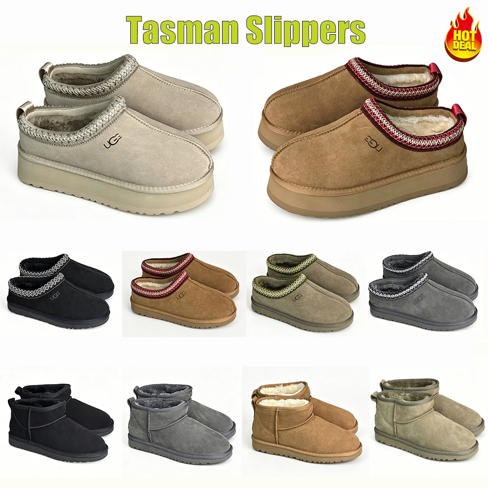 Womens Tazz Slippers Tasman Fur Slides Designer Classic Ultra Mini Platform Boot Chestnut Mustard SeedSand Slip-on Suede WoolComfort Winter Suede sh