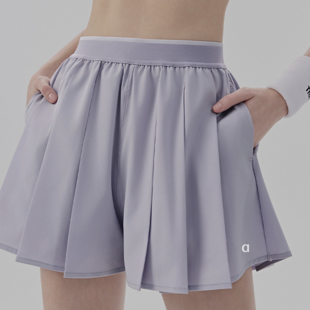 A1855 Womens Loose Yoga Culottes One-Piece Anti-Glare Sports Shorts With Pocket Sports Shorts Workouts Shorts