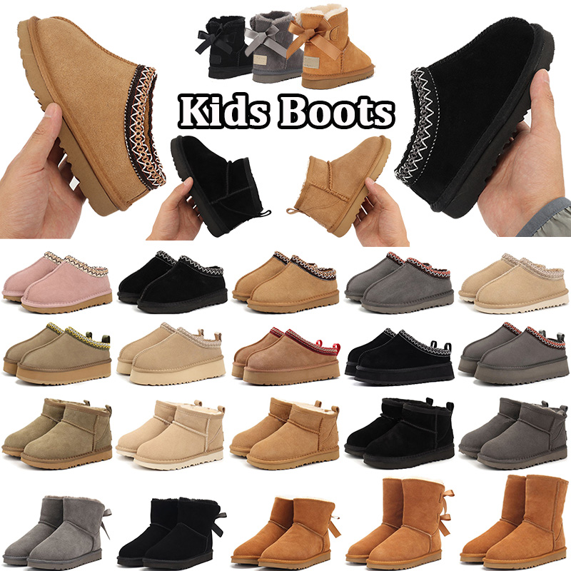 with box Designer Tazz bow Tasman Ultra Mini Slippers snow boots kids boots Winter Ski women girl child toddle Toddler Baby Shoes Children Shoes-image-996386015