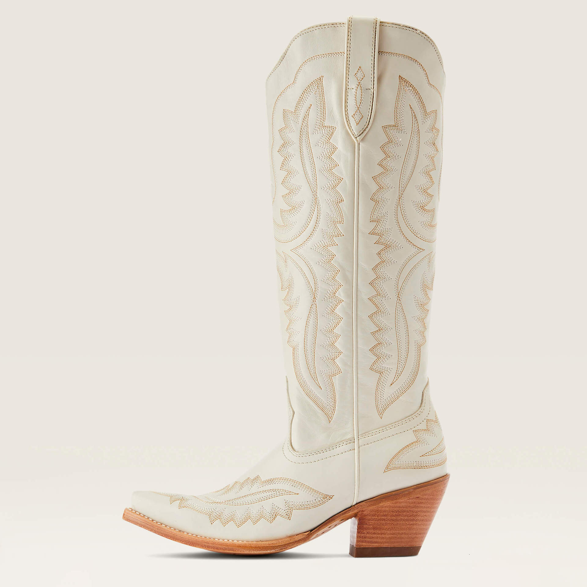 Burgundy Leather Embroidered Western Cowboy Boots Side Zipper Snip Pointed Toe Wooden Block Heel Tall Cowgirl Boots For Women