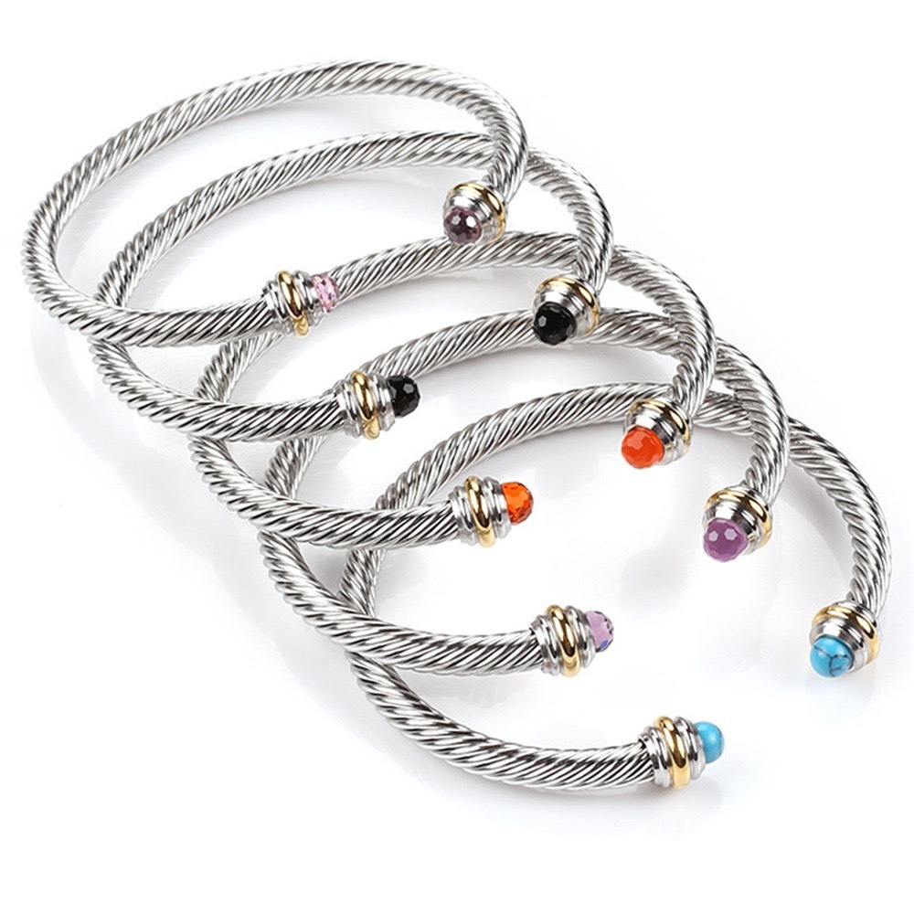 bracelet bracelets de brassard de bijoux de créateurs bracelet de manchette de câble en acier inoxydable torsadé deux tons or argent bracelet ouv
