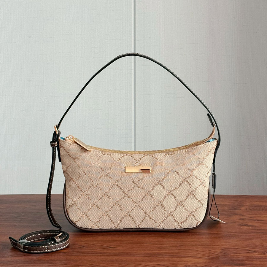 Designer Women Vintage Rhombus Jacquard Underarm Bag 2 Straps Crossbody Shoulder Bag Lightweight Mini Zipper Hobo Handbag Daily Casual Ladies Sma