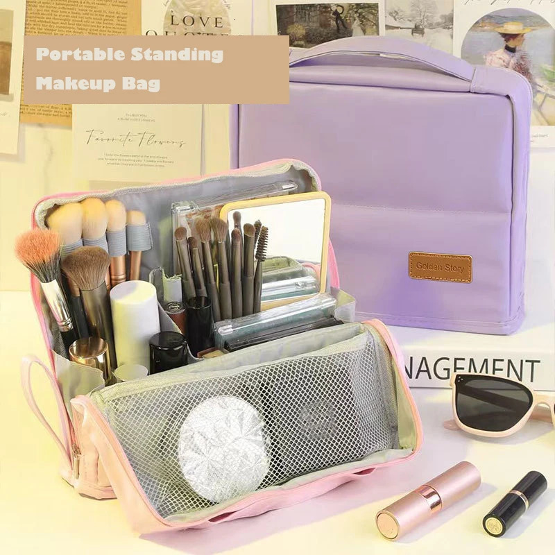 Portable Multifunctional Standing Makeup Brush Holder Large Capacity Makeup Bag Toiletry Bag Stationery Box for Children 260629BJ