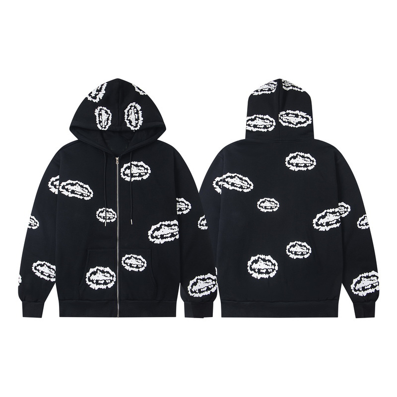 LUXUTears Style Kapok Washed Straight varsity Kapok Tidal Print Hoodie Sweater pants Size