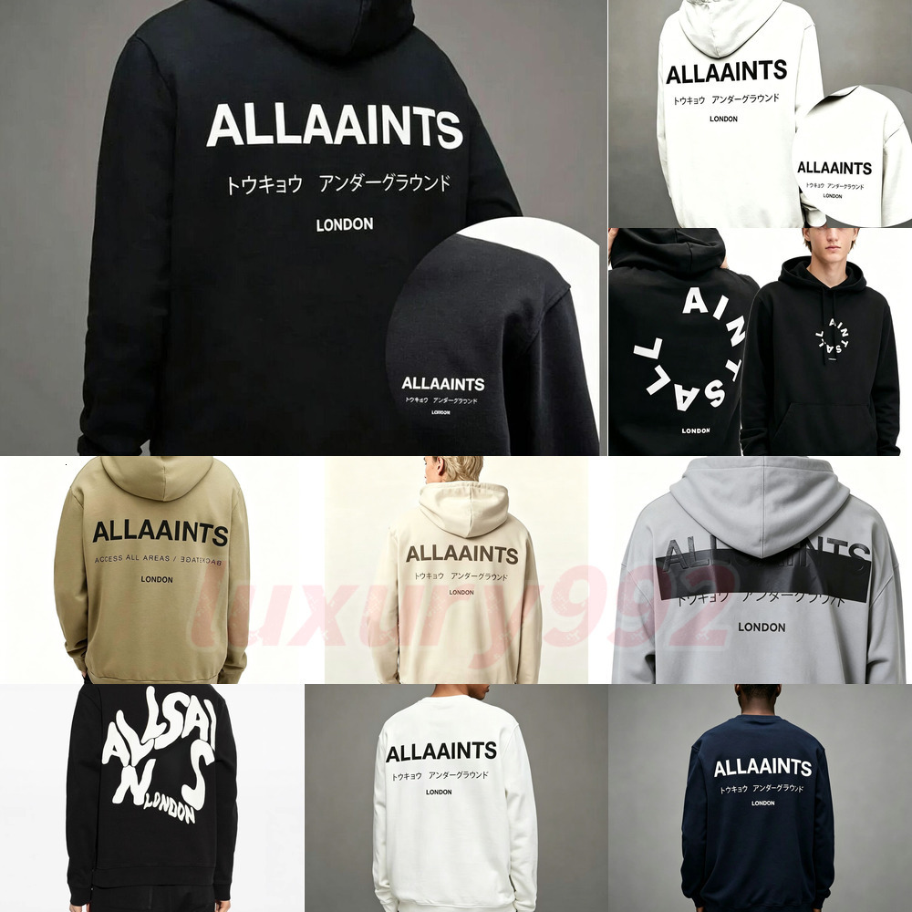 All Saint 2026 Men's Designer Hoodies Sweatshirts Luxury Organic Cotton Loose Fit Unisex Pullover London Underground Print Autumn Winter Fashio