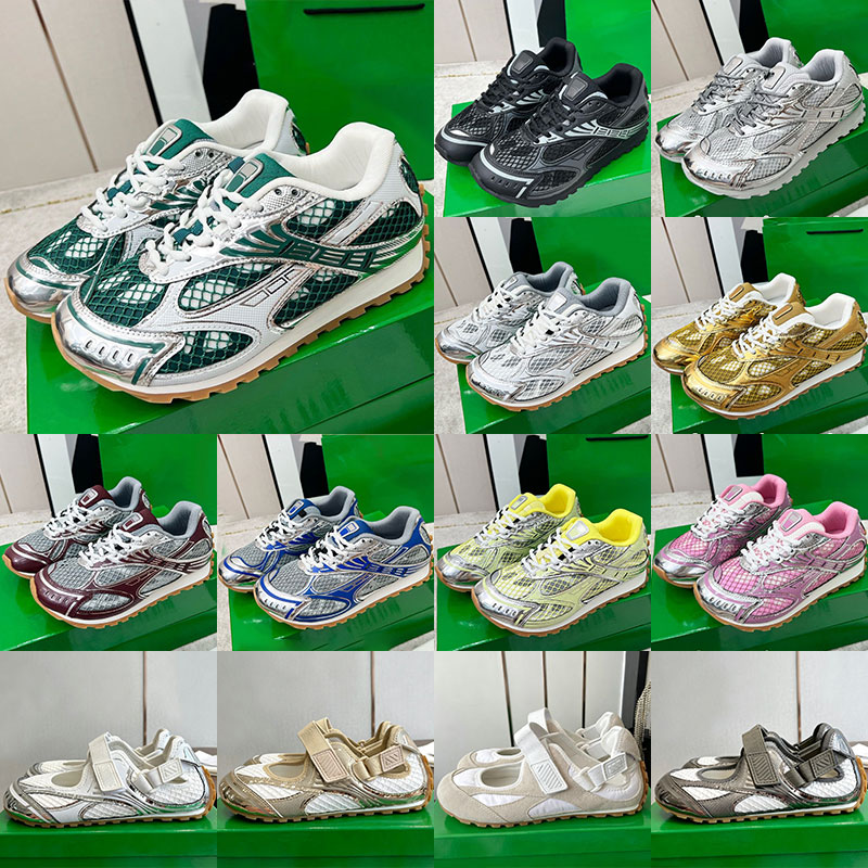 Top Quality Sneaker Designer Mesh Nylon Fabric Men Women Sneakers Sports Breathable Leather Mesh Matching Lace Up Casual Thick Soled Mixed Color Run