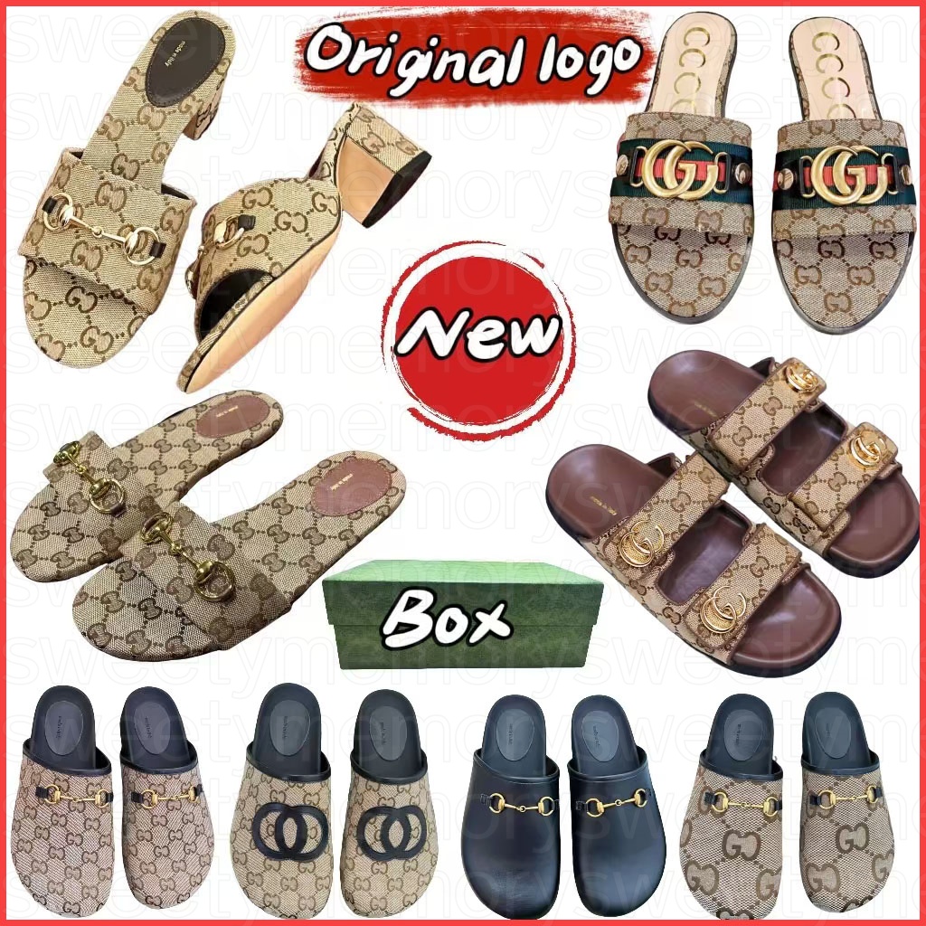 1:1 sandals sliders designer women luxury guccii slides women fashionable summer women's shoes multi-color embroidered canvas Flat Mules Pla-image-946288489