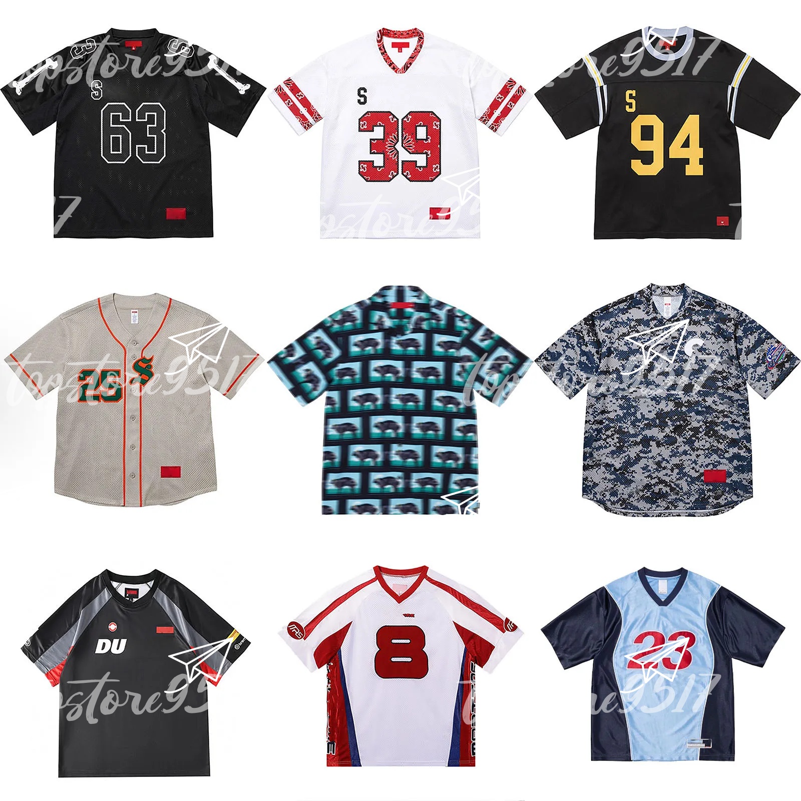 Designer Men's T Shirt Short Sleeve Jersey Embroidery Mesh T Shirts Vintage Hip Hop Casual Loose Sports Jerseys Men Streetwear