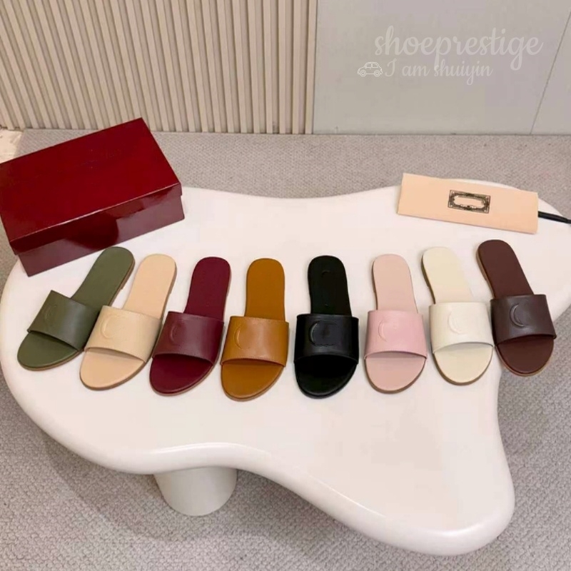 2026Pantoufles pour femmes en cuir véritable faites à la main de haute qualité, pantoufles plates, chaussures d'été à la mode pour femmes, adapté