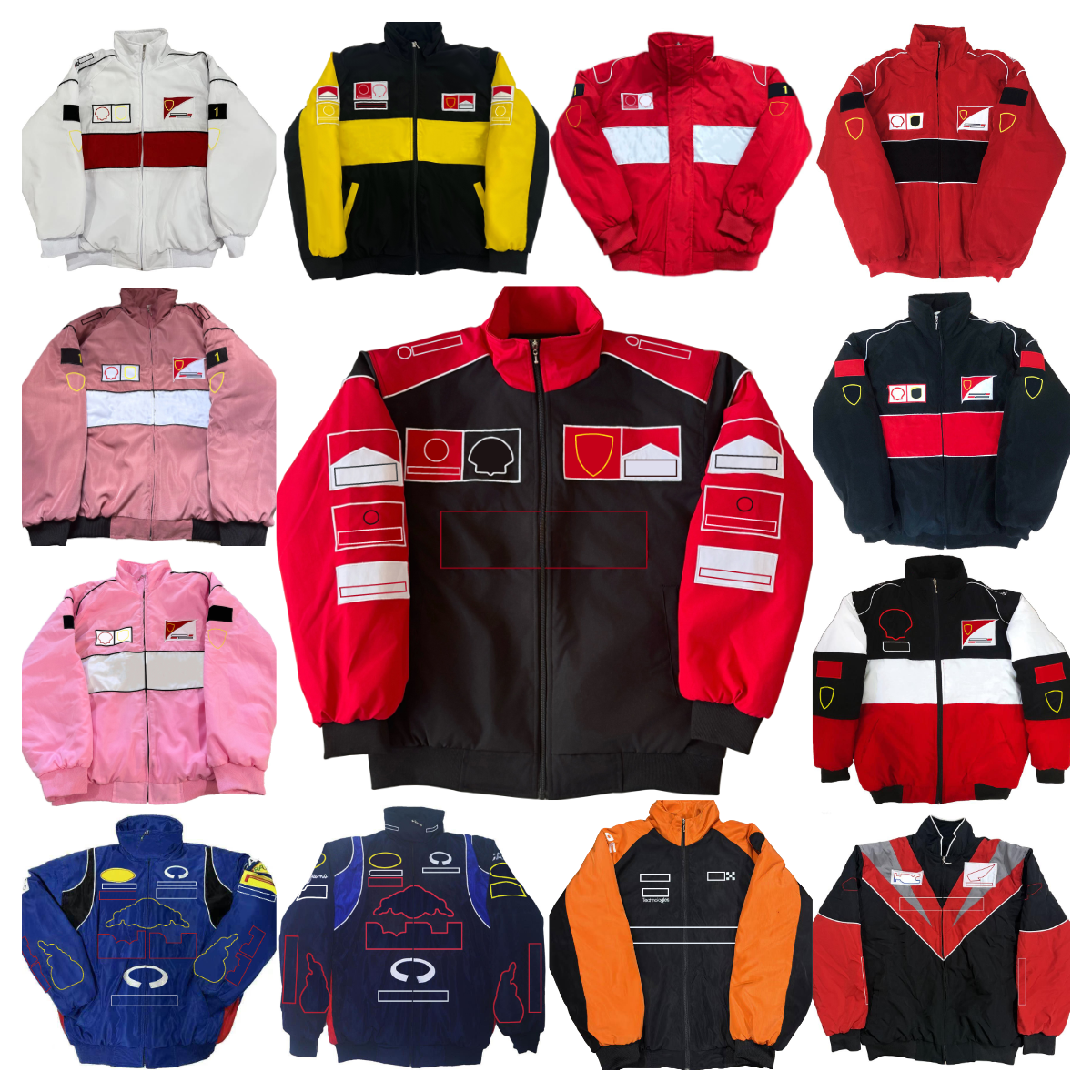 f1 jacket mens formula 1 racing clothes Vintage winter car Fans Oversized Full Embroidered Cotton Coat Clothing Formula One Racing outerwear Windpro