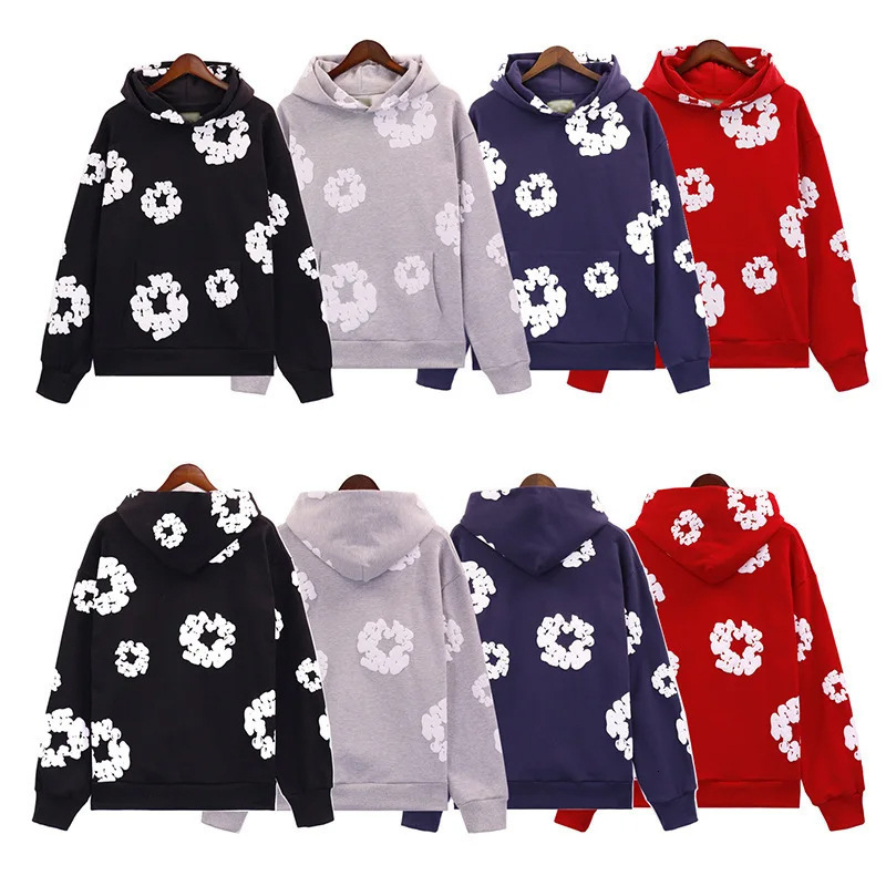 Sweat-shirt à capuche imprimé de couronne de fleurs de créateur de luxe, multicolore, vintage, ample, unisexe, décontracté, lourd, pull à manches