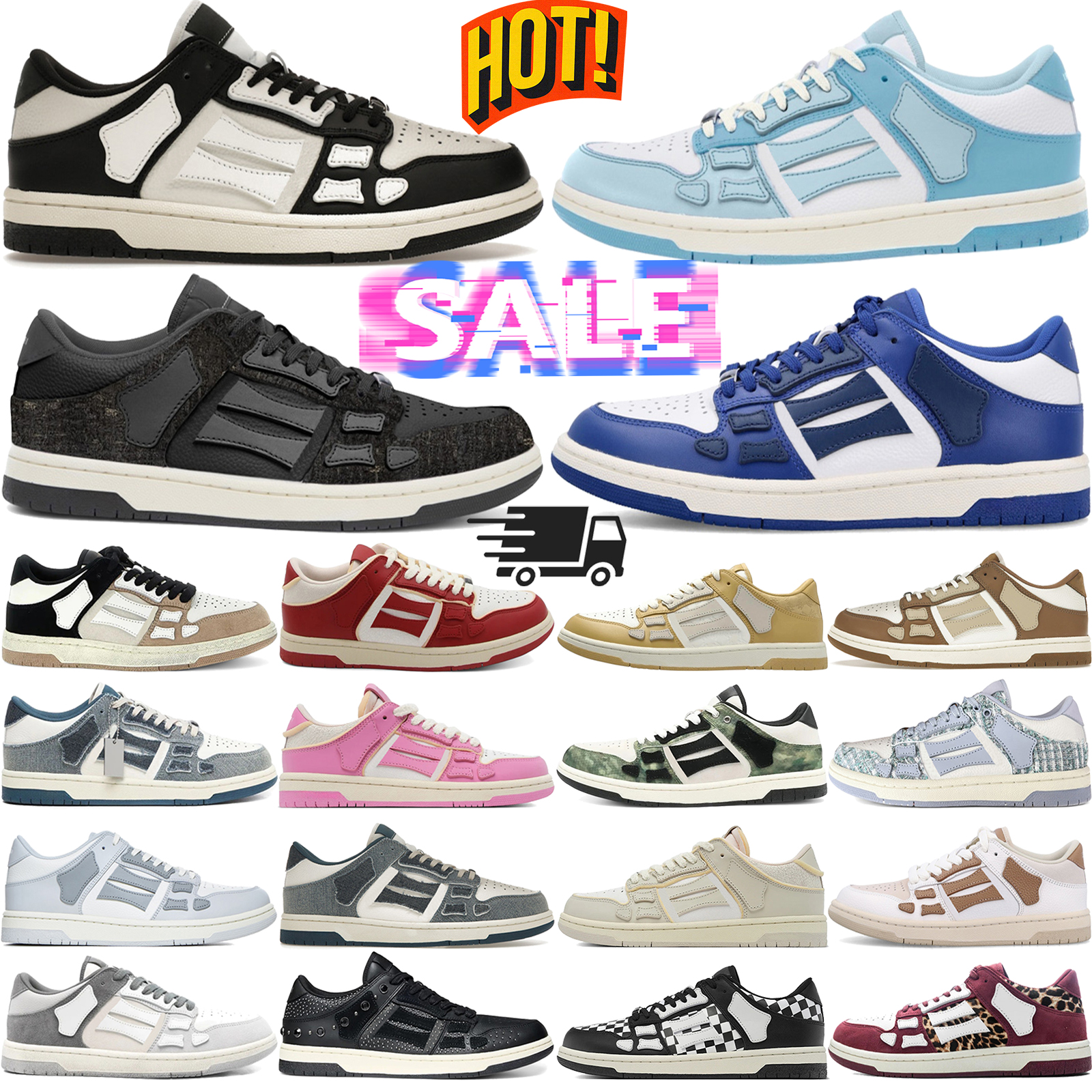chaussures de créateurs Skel Top Low baskets chaussures pour hommes femmes noir blanc Varsity océan bleu ciel en relief asphalte albâtre bébé ros