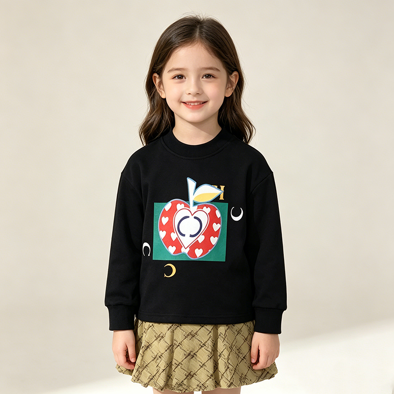 Winter Fleece Lined Two Piece Sets Long Sleeve Letter Print Top Pleated Skirt Pants Kids Autumn Clothes Set Cotton Blend Warm Outfit Boys Girls Mult
