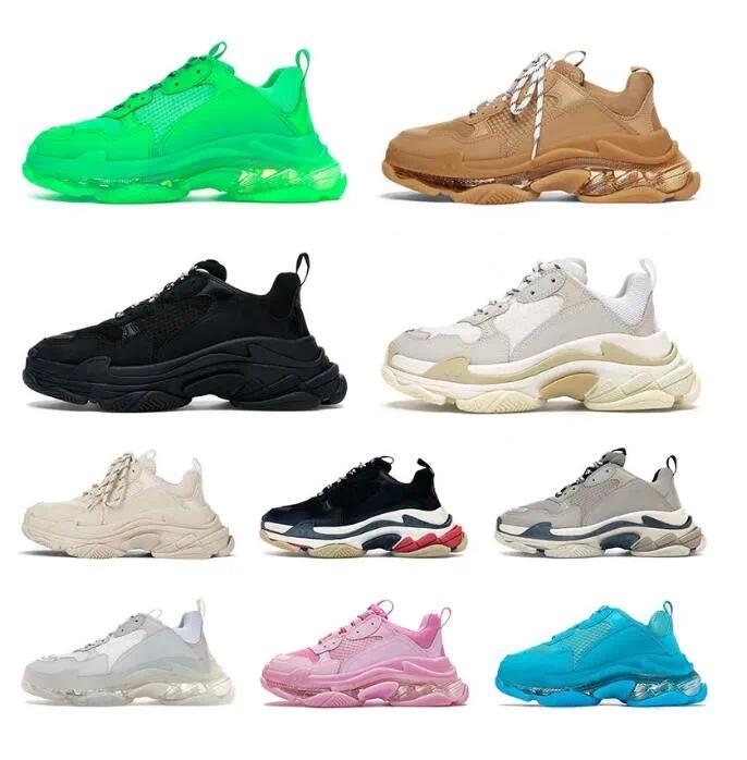 Casual Shoes Triple S Clear Sole Trainers Dad Shoe Sneaker Black Silver Crystal Bottom Mens Womens 36-45