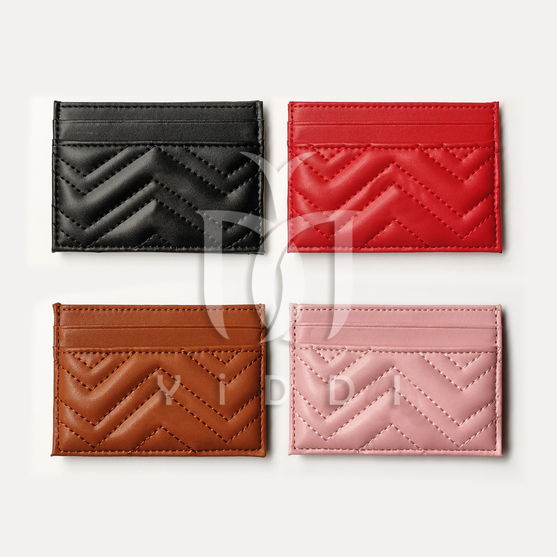 Chevron Quilted Marmon Card Holder Wallet Women Luxury Genuine Leather Slim Porte Carte Designer Card Case Coin Purse Business Portable Credit Card