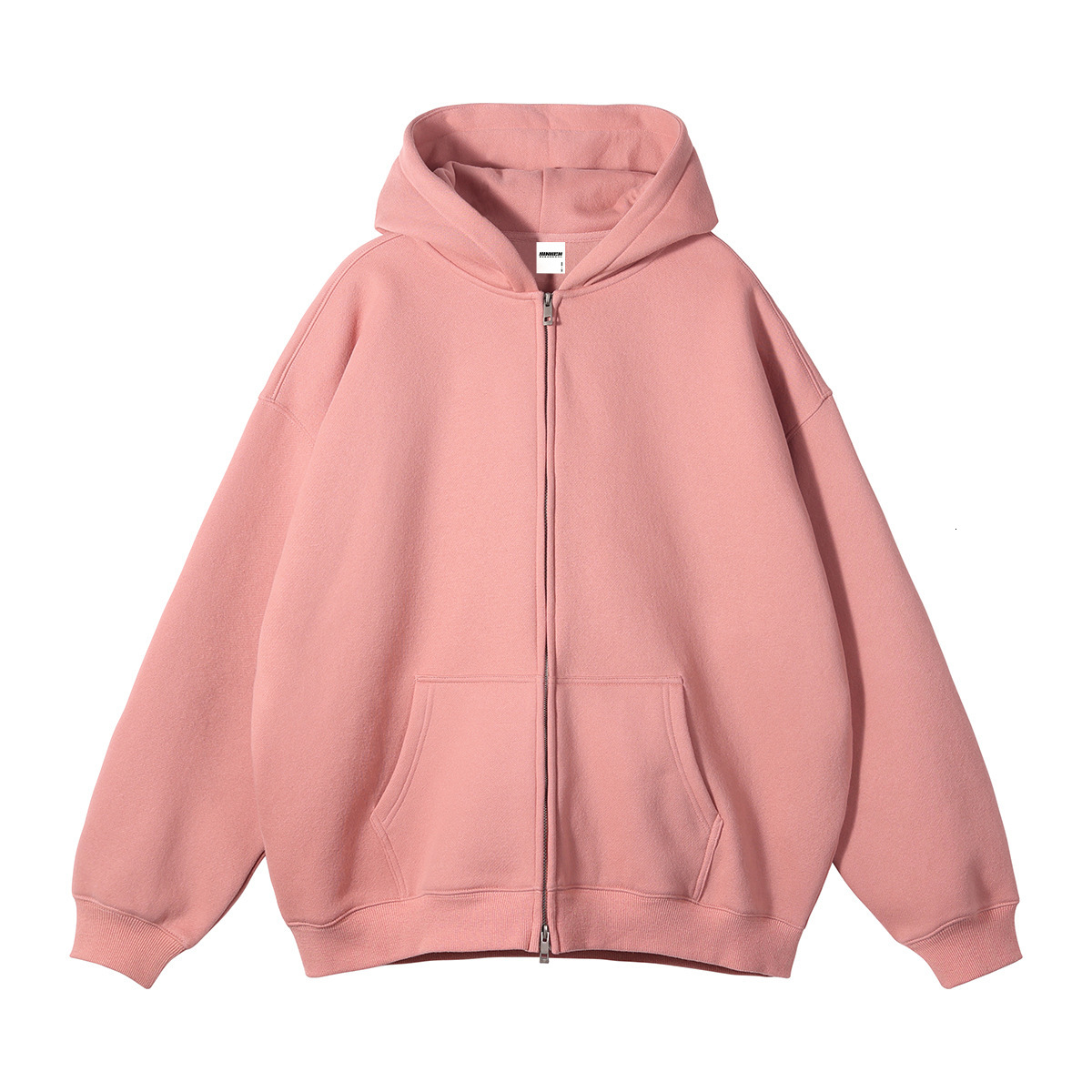 Designer color fleece lined men's 345G double zipper hooded jacket casual sweatshirt straight elastic sweatpants set 1e