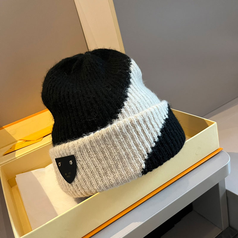 designer beanie for women luxury new plaid letter knit men autumn winter wool classic stylish versatile warm outdoor ski hat with original box