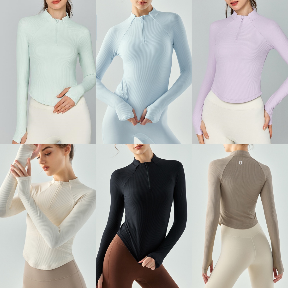 A123 Vestes de Yoga pour femmes, tenue parfaite à manches longues, col montant, demi-fermeture éclair, Blazer ajusté, T-shirt d'entraînement de F