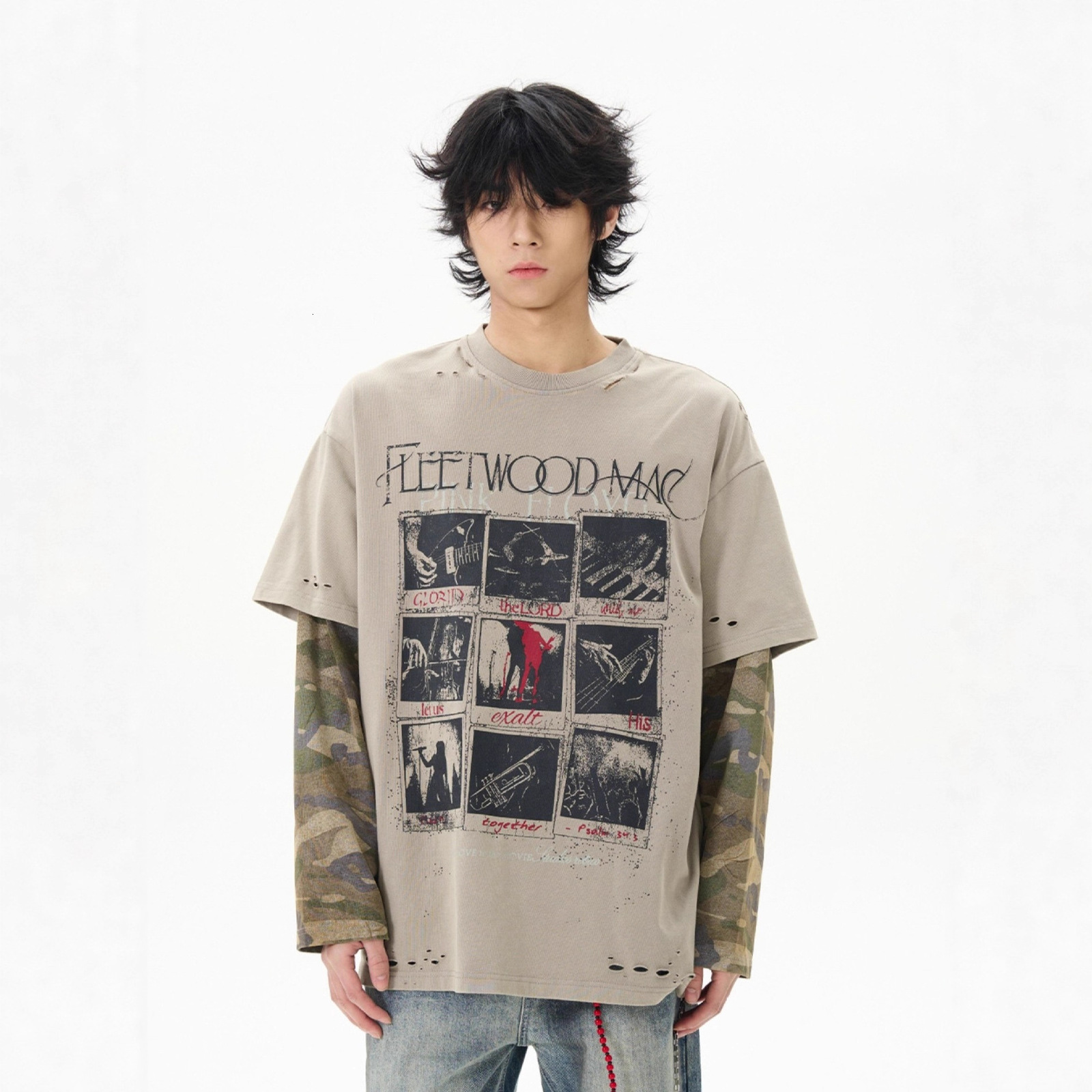 Street Fashion Letter Printed Cotton Round Neck Long Sleeve T-shirt Men Y2k Trendy Casual Loose Oversized Top Women 250818