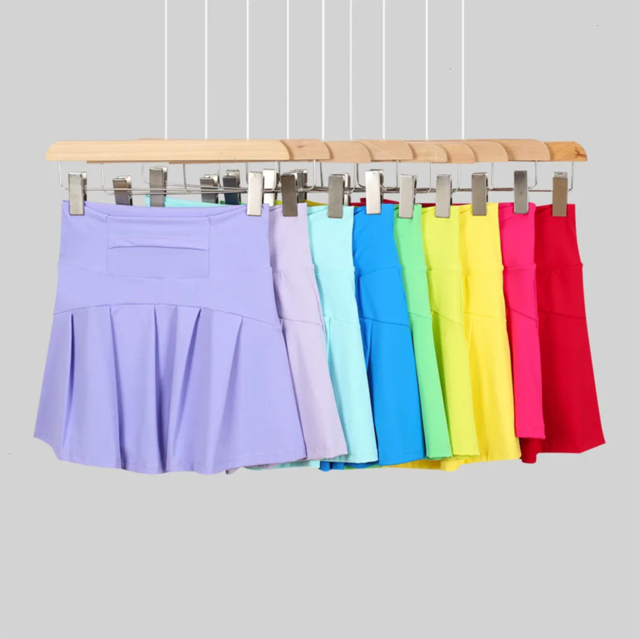 2026 Gym Clothe Set Solid Color Sports Short Women Workout Set Summer Casual High Waist outdoor Tight Mini Quick Drying Breathable Tennis Pleated Sk