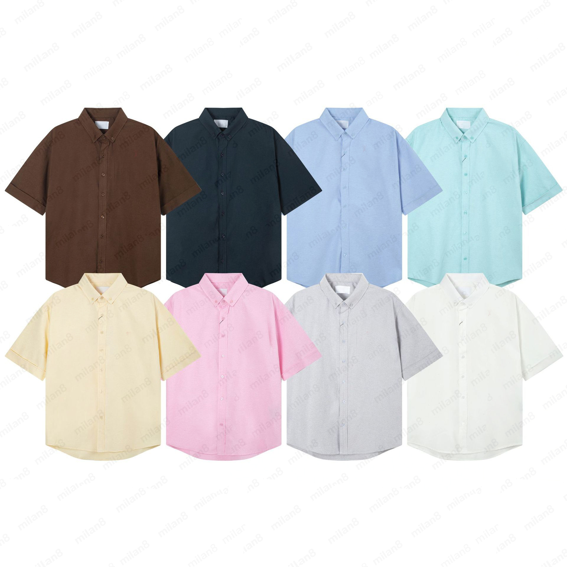 Men Casual Shirt Soft Cotton short Sleeve Heart Embroidery Smart Casual Daily Top Parisian Style-image-1113211988