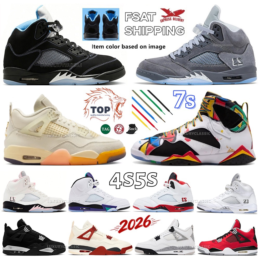 Top 4s 5s 7s with box designer basketball shoes Sneakers 7miro 5 2026 university blue White Metallic Wolf Grey 4 bird NelSlvest Black Cat Flight-image-906679884