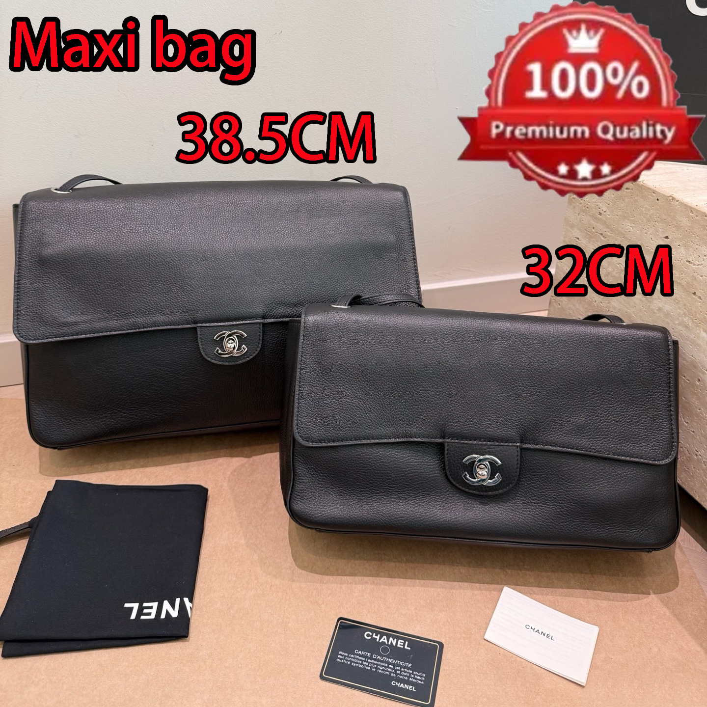 Top quality 26C Maxi bag CF38.5CM/32CM double size flip bag black caviar shoulder bag leather handbag large capacity designer bag luxury bag AAAA-image-988213579