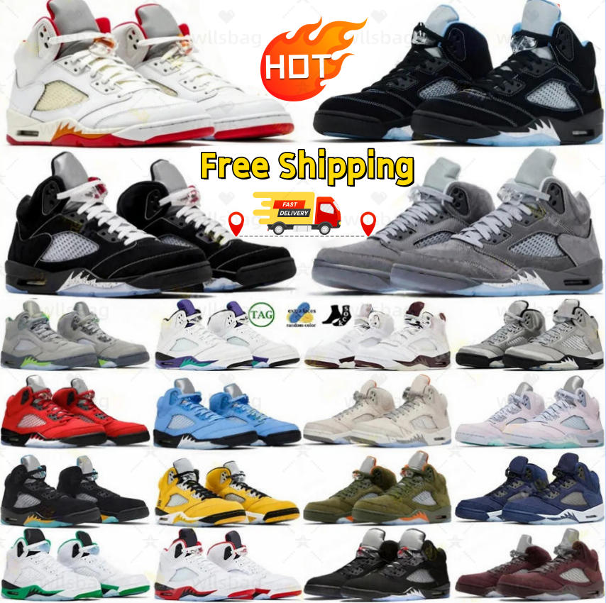 With Box Designer 5 5s Basketball Shoes White Metallic Wolf Grey 2026 Black University Blue Sunset UNC Fire Red Lucky Green Sports Sneakers Mens-image-956336350