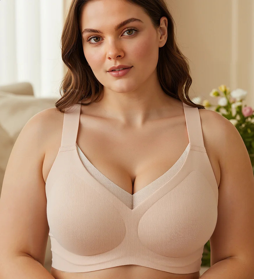 Womens WireFree Bra Mesh Comfort VNeck Full Coverage Bras Push Up Soft Supportive Bralette 260702