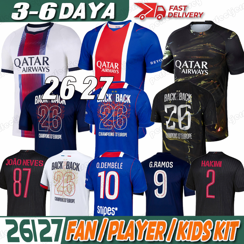 psges jersey 25 26 Kvaratskhelia O.Dembele paris st germain jersey JOAO NEVES D.DOUE soccer jersey HAKIMI maillot de football BARCOLA N.MENDES PA-image-979610405