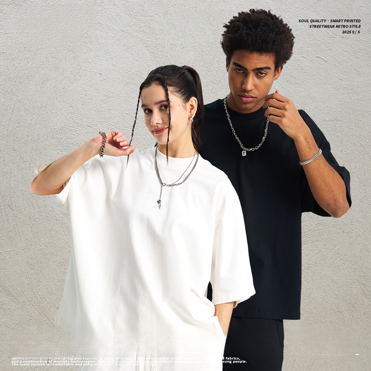 Designer Luxury Blank Solid Cotton Men T-Shirt, American Street Loose Unisex Basic Crew Neck Casual Tees