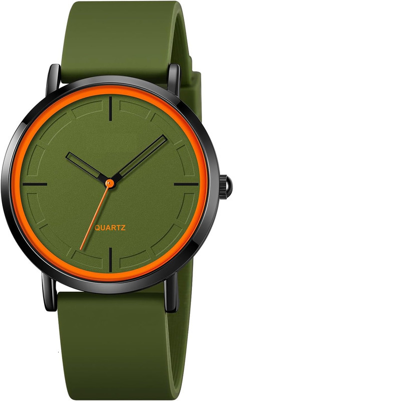 Fashionable simple analog quartz watch with silicone strap, waterproof, suitable both men and women for sports-image-1113469725