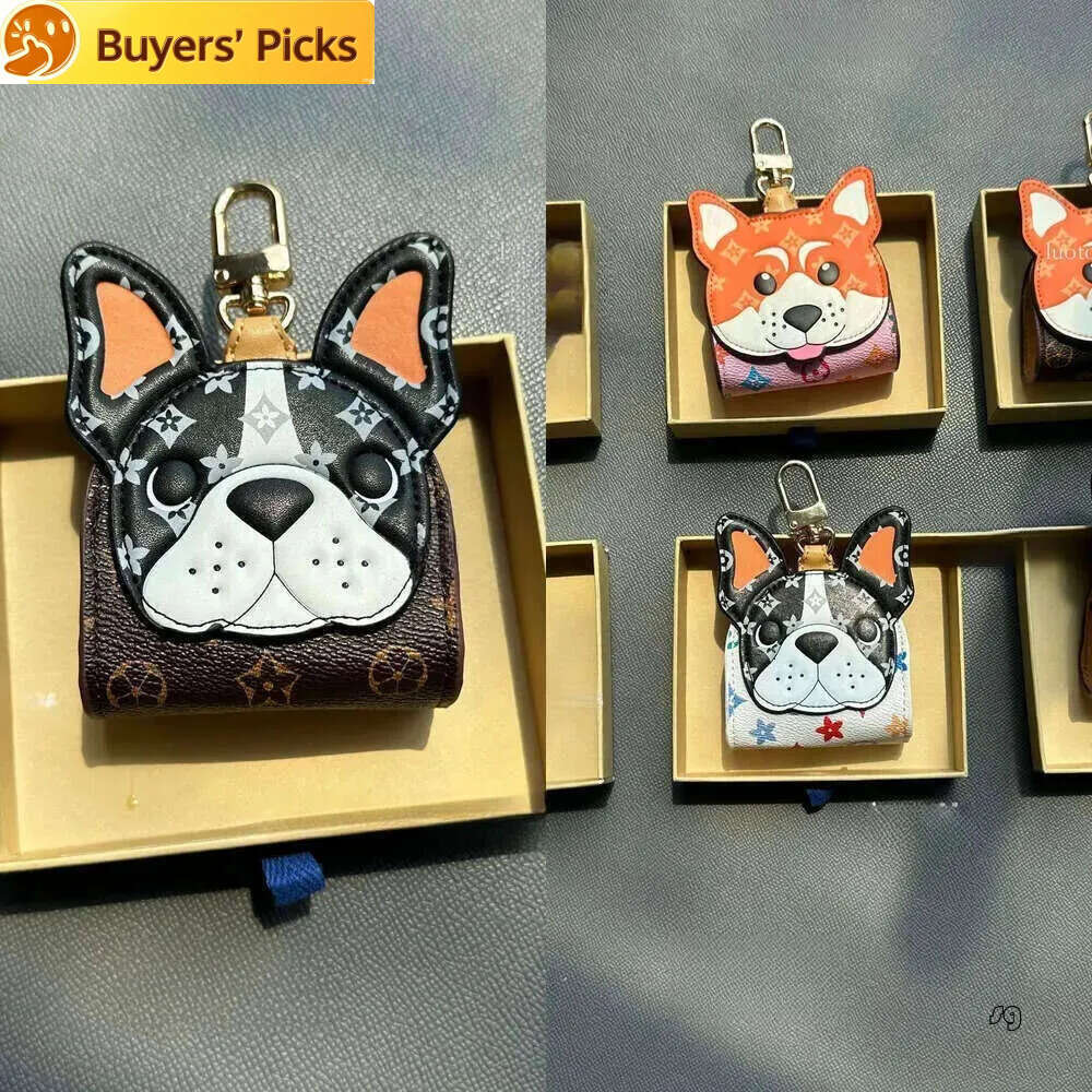 07 Fashion new style Imitation leather cheek support mini bear french bulldog Cute dog earphone case lipstick bag keychain s designer