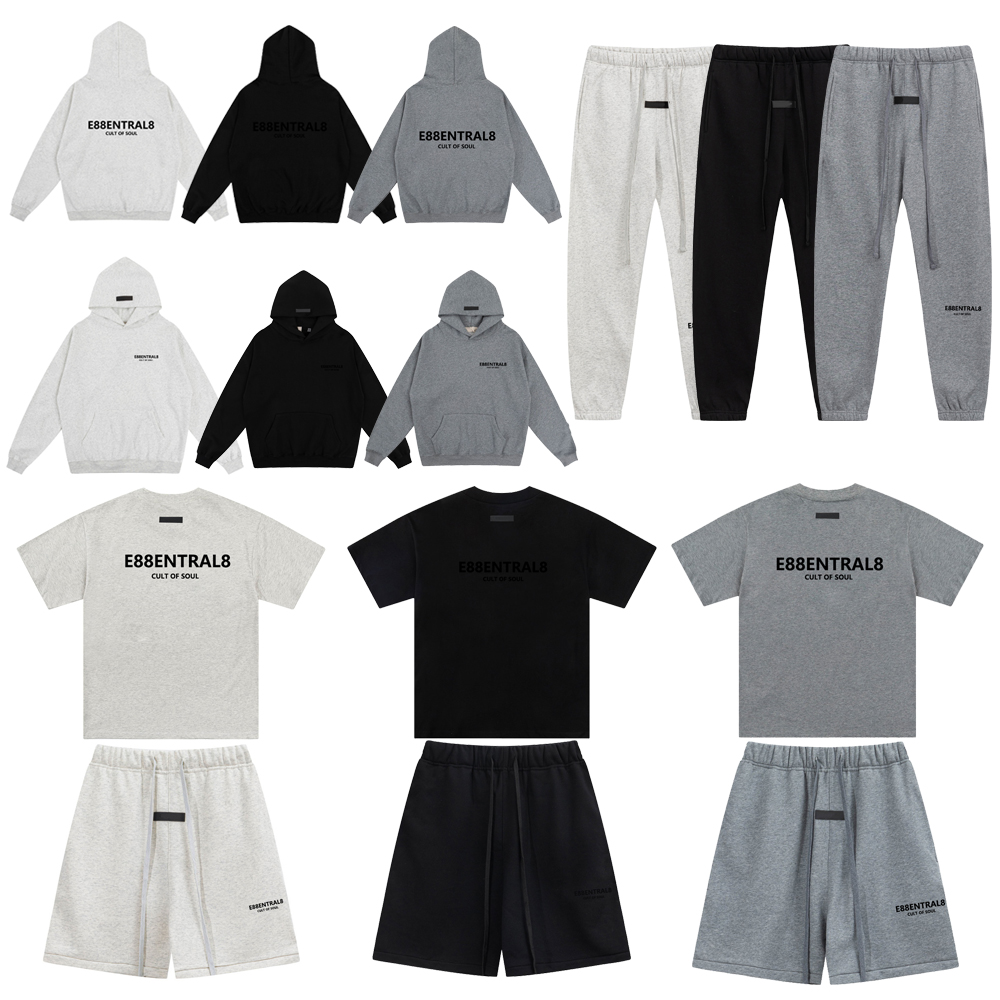High Quality Trendy Designer Essential Hoodie Plush Letter Set Men's Pure Cotton High Street Loose Casual Pants Hoodie