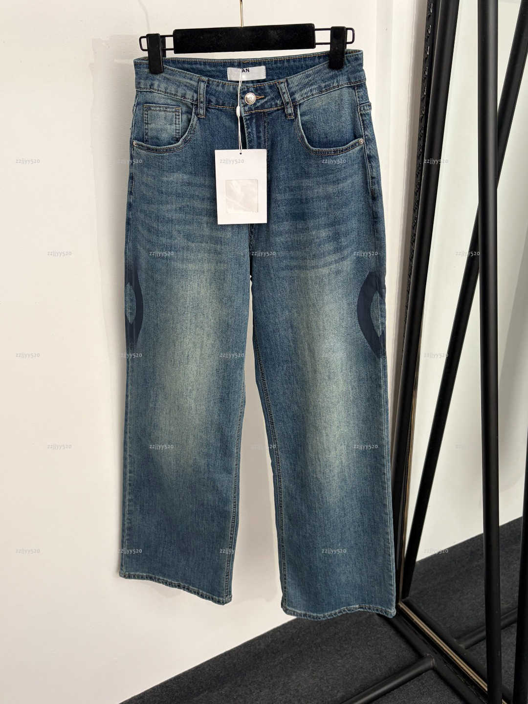 Brand women designer clothes four Seasons lady denim high waisted straight leg jeans trousers A220X05N250-image-1113390078