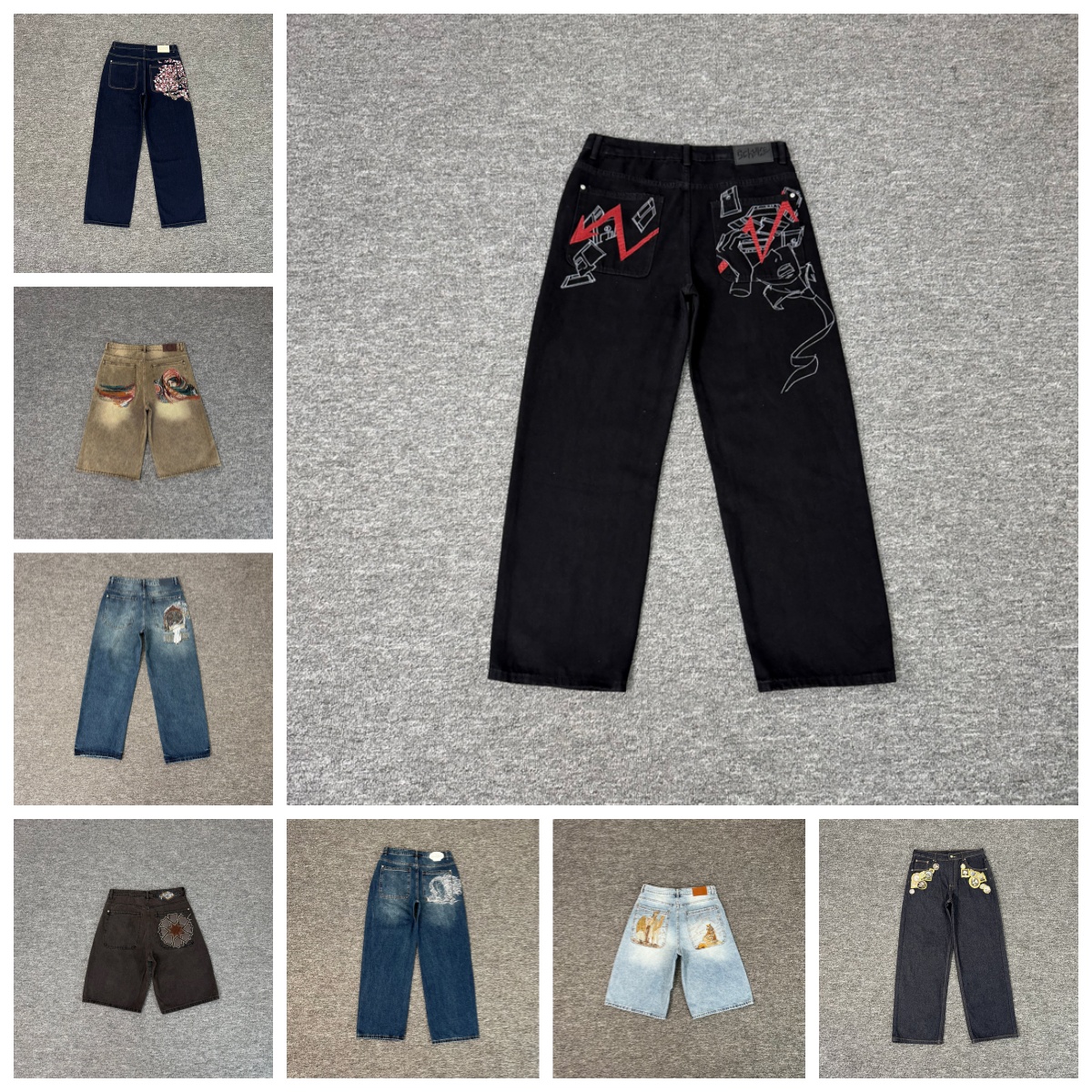 Derschutze Embroidered mens and womens designer jeans denim shorts casual daily spring and summer shorts long pants elegant taste S-XL