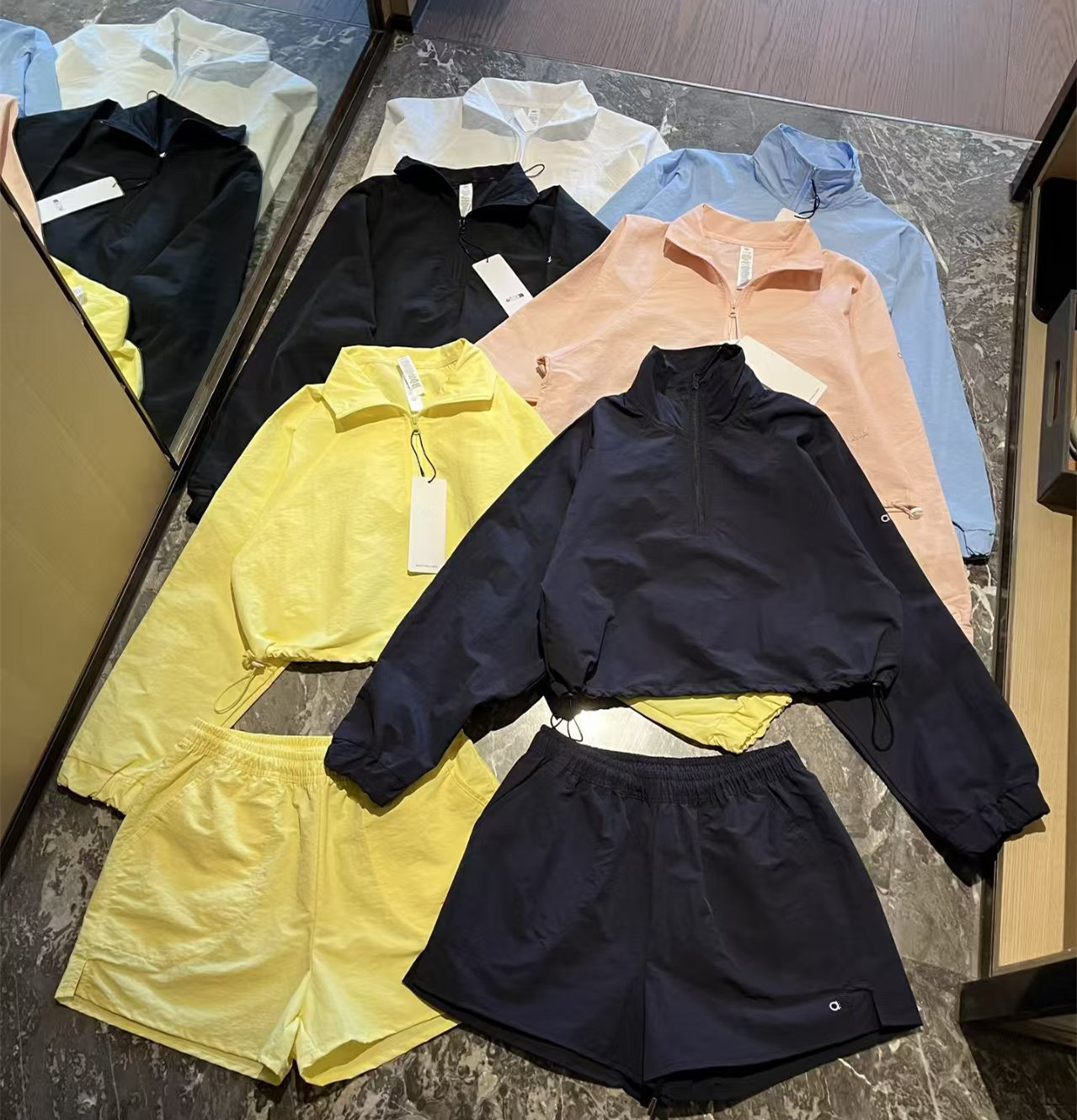 a98 Tenue de Yoga pour femmes, costumes de Tennis, Shorts, chemises à manches longues, sweat-shirt d'exercice, hauts de Sport, veste décontractée
